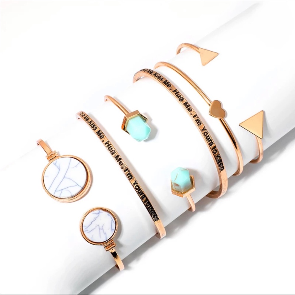 New 6PCS/Set Bohemia Opal Stone Bracelets - Picture 6 of 7